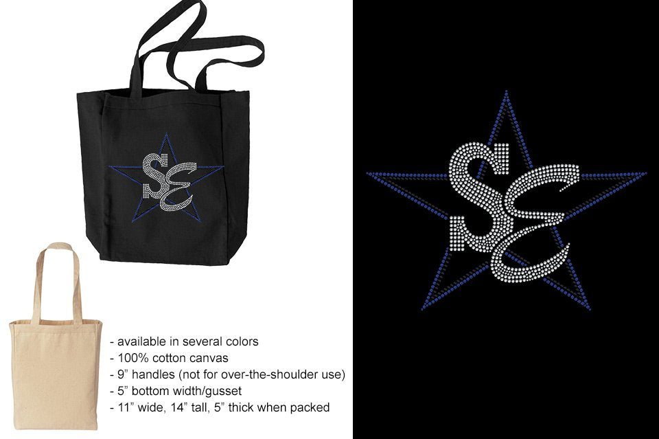 Rhinestones Star Performance Center SE blues Canvas Tote