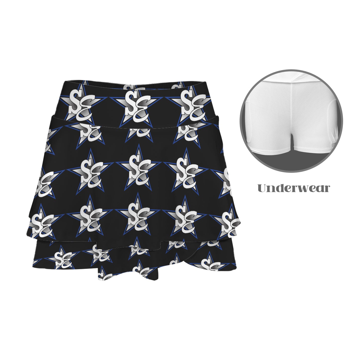 High Waist Layered Ruffle Pockets Sports Skirt