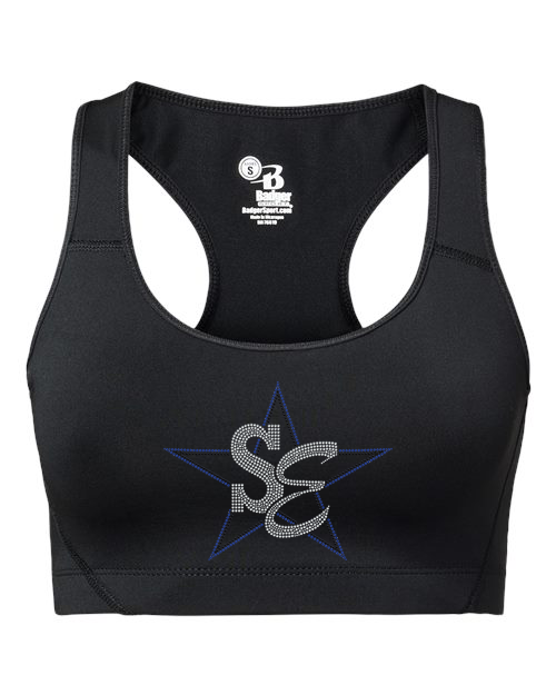 Rhinestones Star Performance Center SE blues Girls' Sports Bra