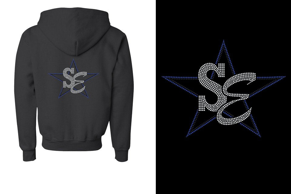 Rhinestones Star Performance Center SE blues Youth Unisex Zip Hoodie