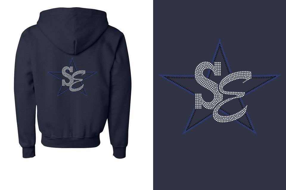 Rhinestones Star Performance Center SE blues Youth Unisex Zip Hoodie